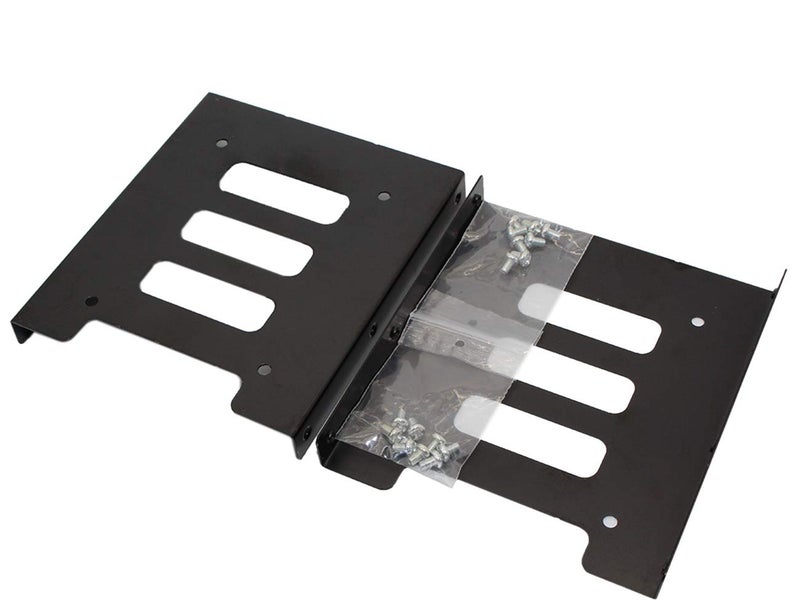 SNANSHI 2.5 to 3.5 Hard Drive Adapter, SSD Mounting Bracket, Metal, Black (Pack of 2) - Image 1